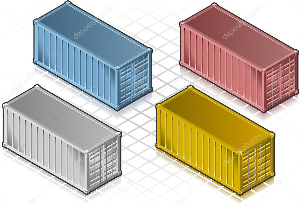 Isometric container in various colors