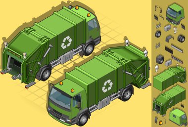 Isometric truck solo driving clipart