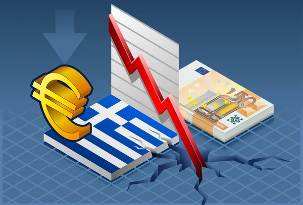 Isometric greece crisis — Stock Vector