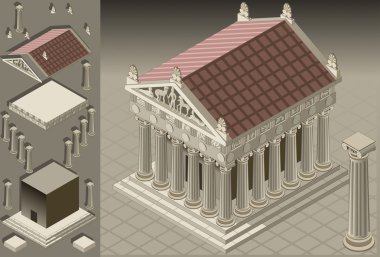 Isometric Greek Temple (Ionic Architecture) clipart