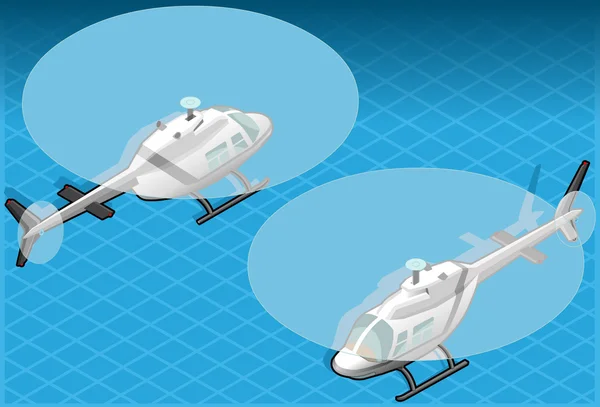 Elicottero bianco isometrico in volo in due posizioni — Vettoriale Stock