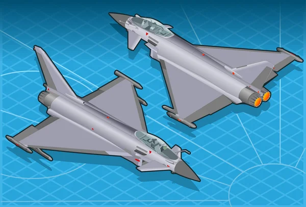 Isometrisk Eurofighter i två positioner — Stock vektor