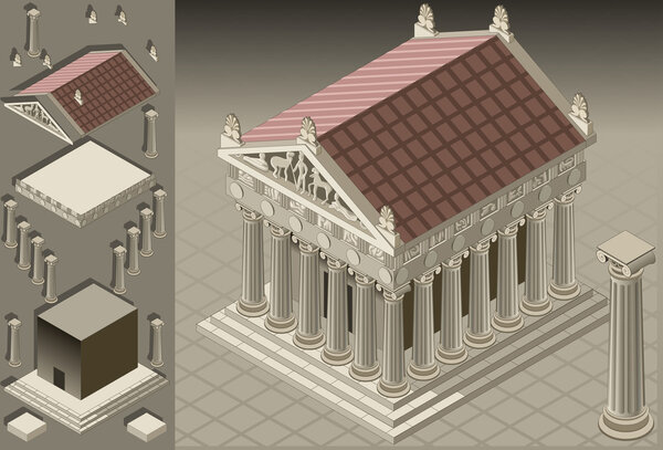 Изометрический греческий храм (ионическая архитектура)
)