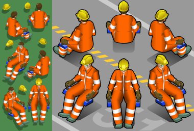 Isometric man at work clipart