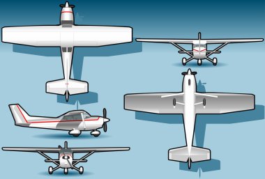 Isometric white plane in five position clipart