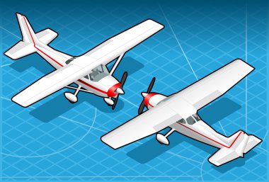 Isometric white plane in two position clipart
