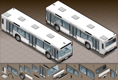 Isometric bus in two position clipart