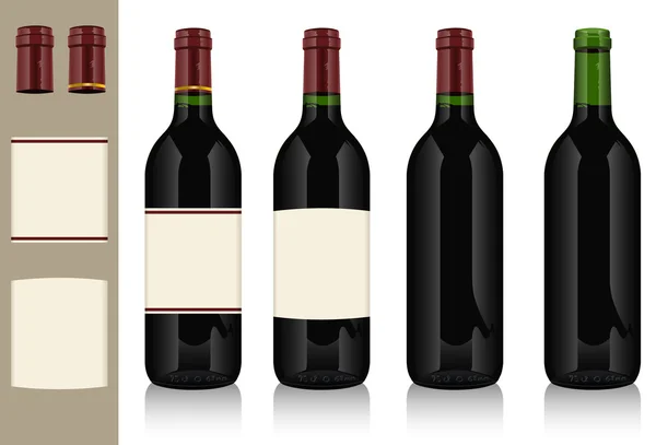Quatro garrafas de vinho — Vetor de Stock