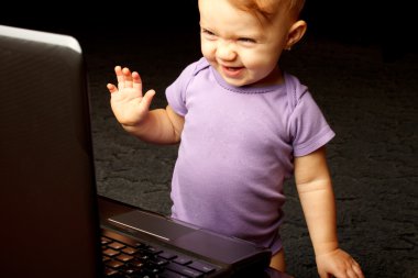 Child Laptop Thrilled clipart