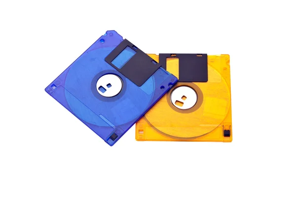 Diskety modrá žlutá — Stock fotografie