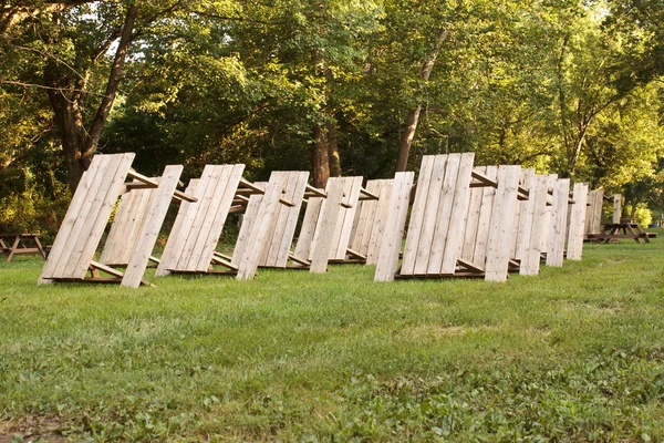 Picnic Tables Rows — Stock Photo, Image