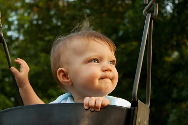 Baby Swing Stare Side — Stock Photo, Image