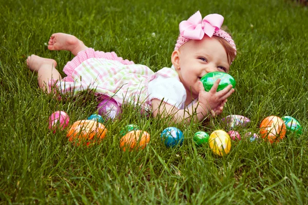 stock image Easter Baby Hold Egg Lay