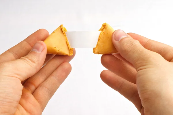 Fortune Cookie Hands Pull — Stock Photo, Image