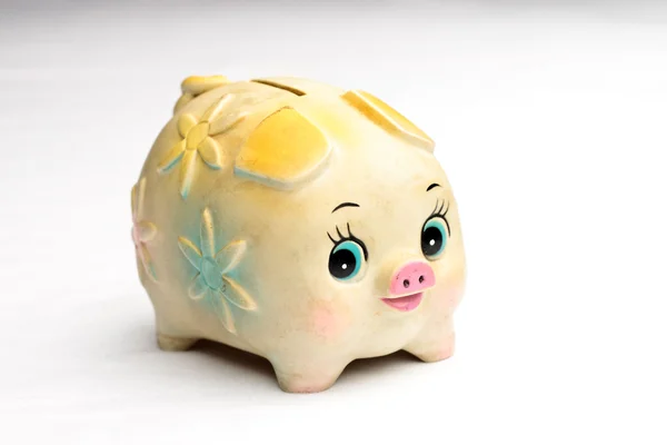 Piggy Bank Flores — Fotografia de Stock