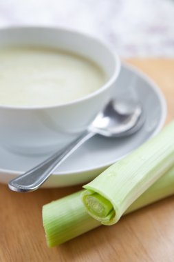 Freshly made leek and potato soup clipart