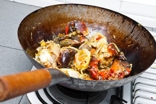 Fresh crabs cooked in black pepper sauce — Stock Photo, Image