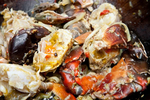 Fresh crabs cooked in black pepper sauce — Stock Photo, Image
