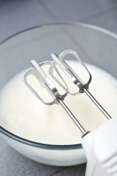 stock image Electric egg beater whisking egg white