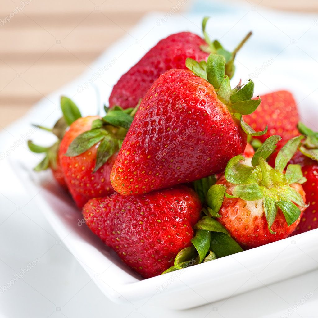 Fresh ripened and juicy strawberries.