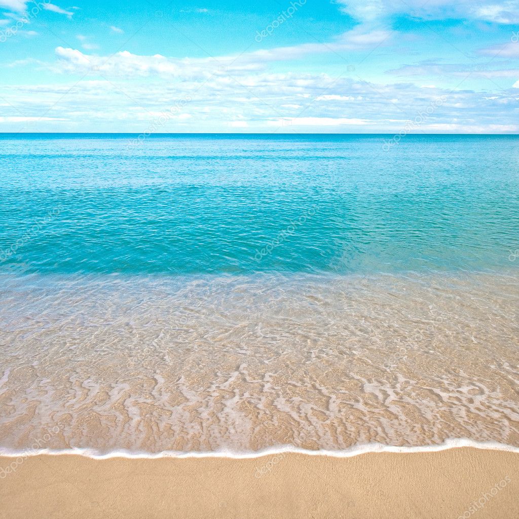 Beautiful sandy beach Stock Photo by ©Mayangsari 7243367