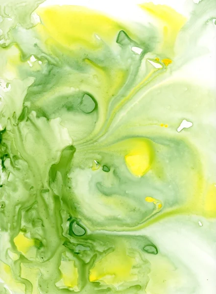 黄色和绿色的湿水彩背景 — 图库照片