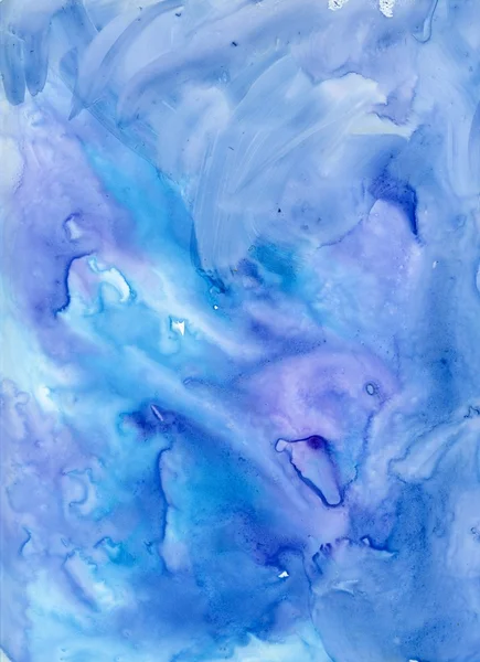 蓝色和紫色湿水彩背景 — 图库照片