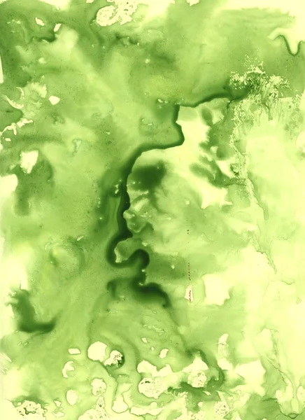 绿色湿水彩背景 — 图库照片