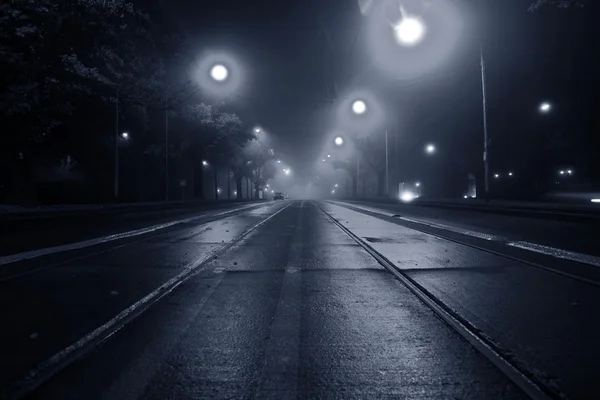 stock image Fog on the street at night