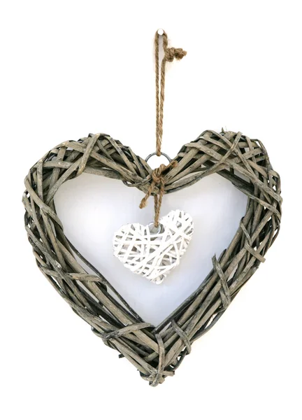 Деревянное украшение сердца — стоковое фото