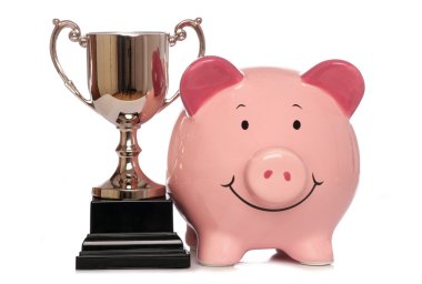 Piggybank with trophy clipart
