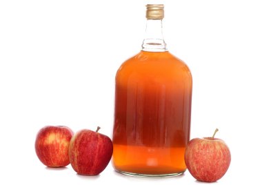 Bottle of cider with apples clipart