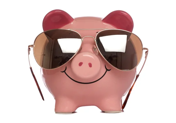 Piggybank wearing sunglasses — Stock Photo, Image