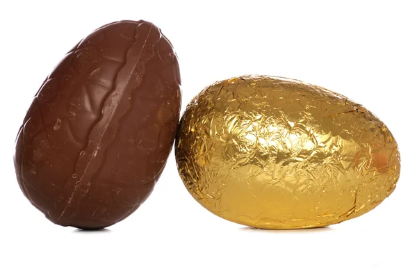 Dois ovos de Páscoa de chocolate — Fotografia de Stock