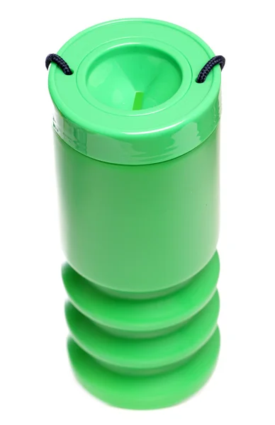 Green charity collection donation tin — Stock Photo, Image