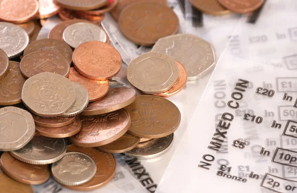 Pengar väska med sterling mynt — Stockfoto