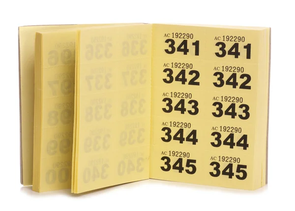 Yellow raffle ticket book — Stock Photo, Image