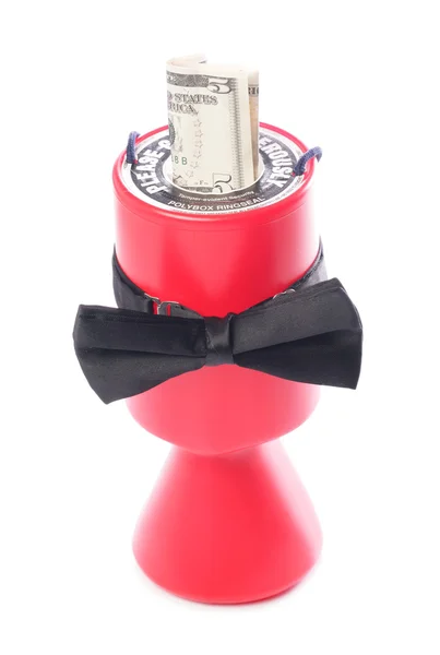 Чорна краватка благодійний пожертвування з п'ятьма доларами — стокове фото