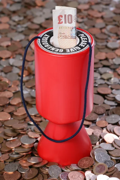 Charity collection with money background — Stock Photo, Image