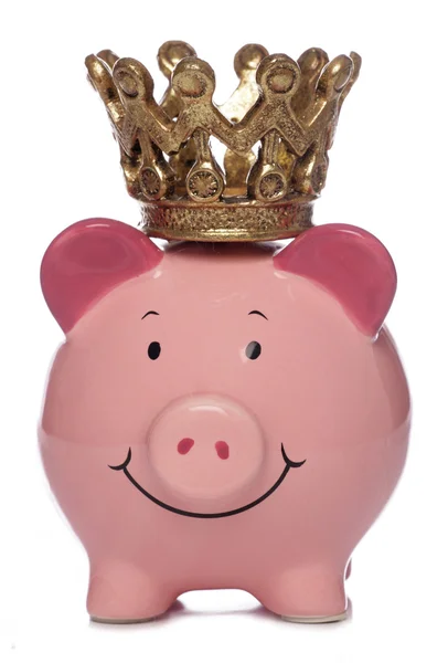 Sparschwein mit Krone — Stockfoto