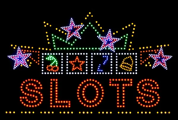 Sloty hazardní hry s neonový nápis — Stock fotografie