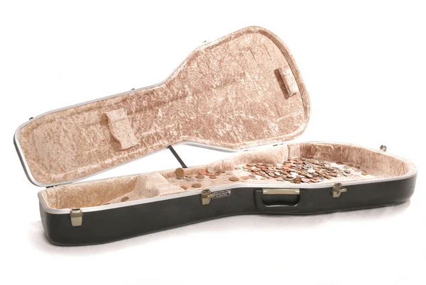 Busking guitar case with british money — Stock Photo, Image