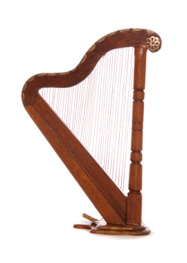 Mainature wooden harp clipart