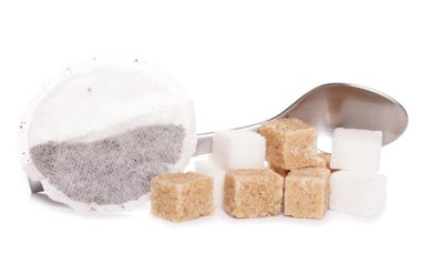 çay torba ve kaşık suger cubes