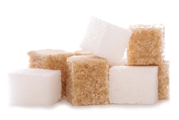 Miscela di cubetti di zucchero bianco e marrone — Foto Stock
