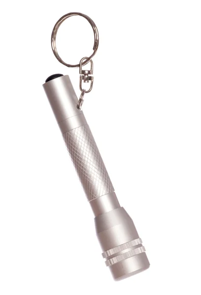 Silberne Taschenlampe Schlüsselanhänger — Stockfoto
