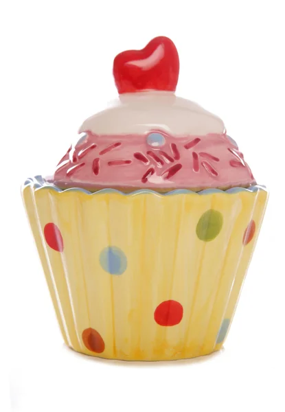 Cerâmica cupcake ornamento estúdio recorte — Fotografia de Stock