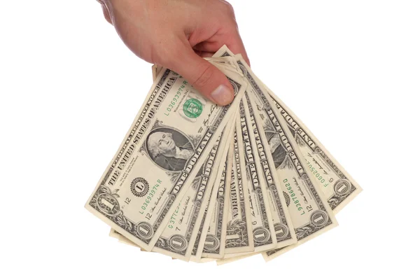 Mano sosteniendo dólares americanos — Foto de Stock