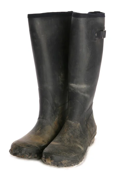 Dirty used blue wellies cutout — Stock Photo, Image