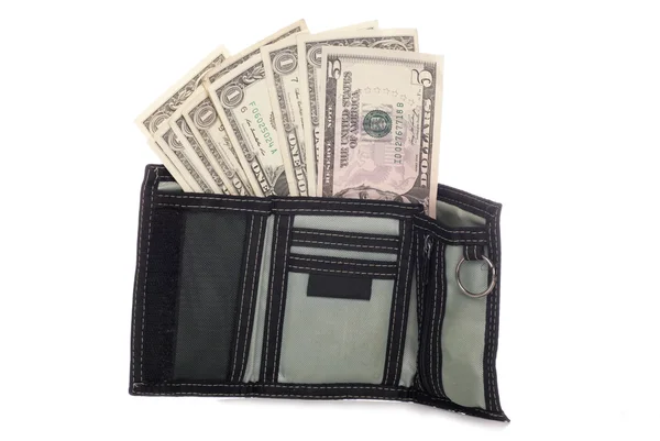 Мужской бумажник с американскими долларами — стоковое фото